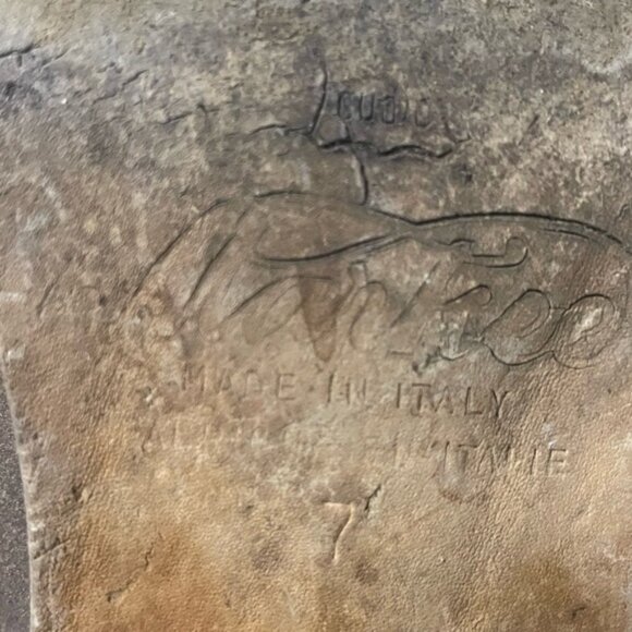 Markee Made in Italy Distressed Brown Leather Women's Knee-High Boots Size 7 - Picture 15 of 16